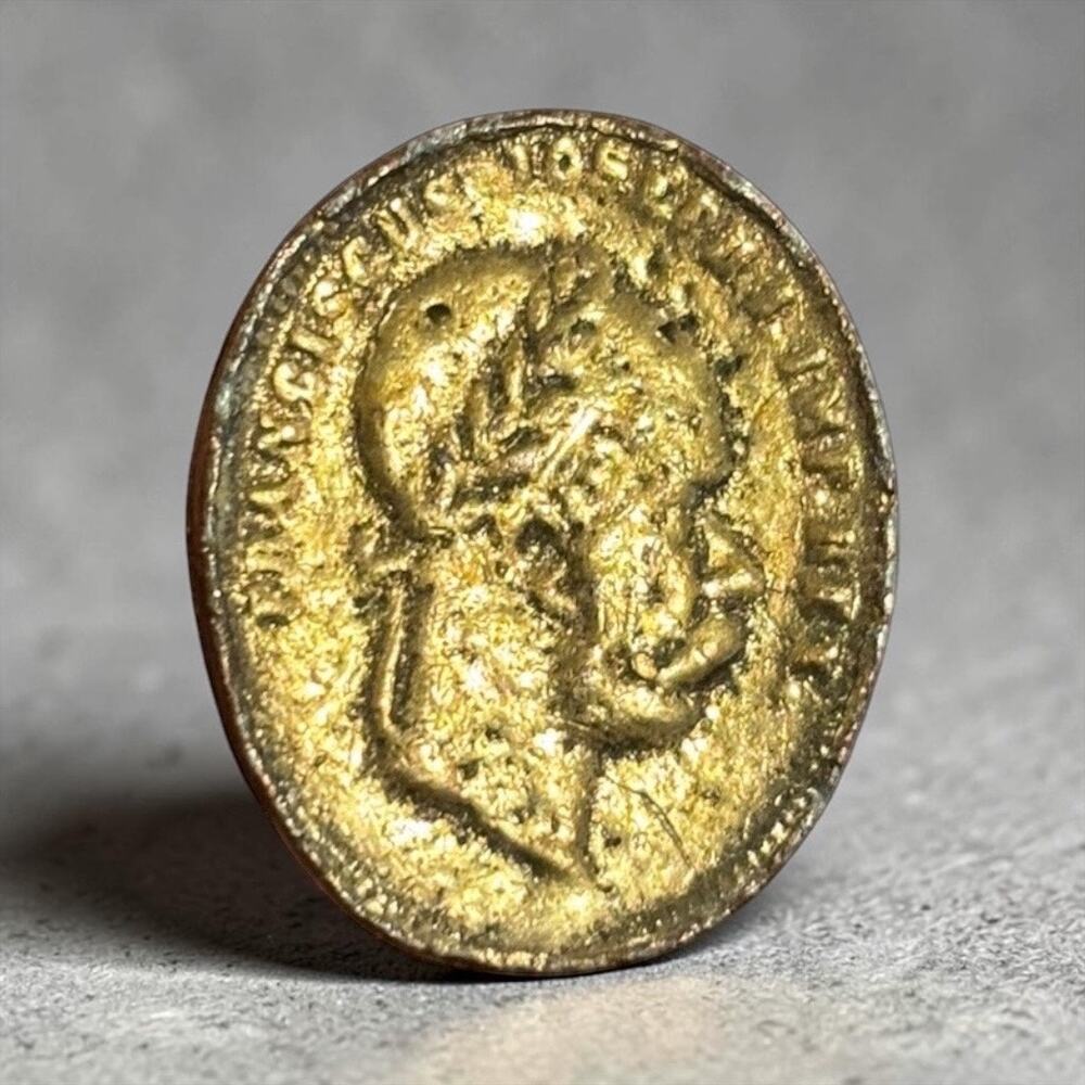 1898 Laurel Wreath Profile Button Brooch Antique Victorian Converted Pin Brass